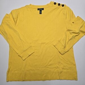 Lauren Ralph Lauren Long Sleeve Yellow Button-shoulder Shirt